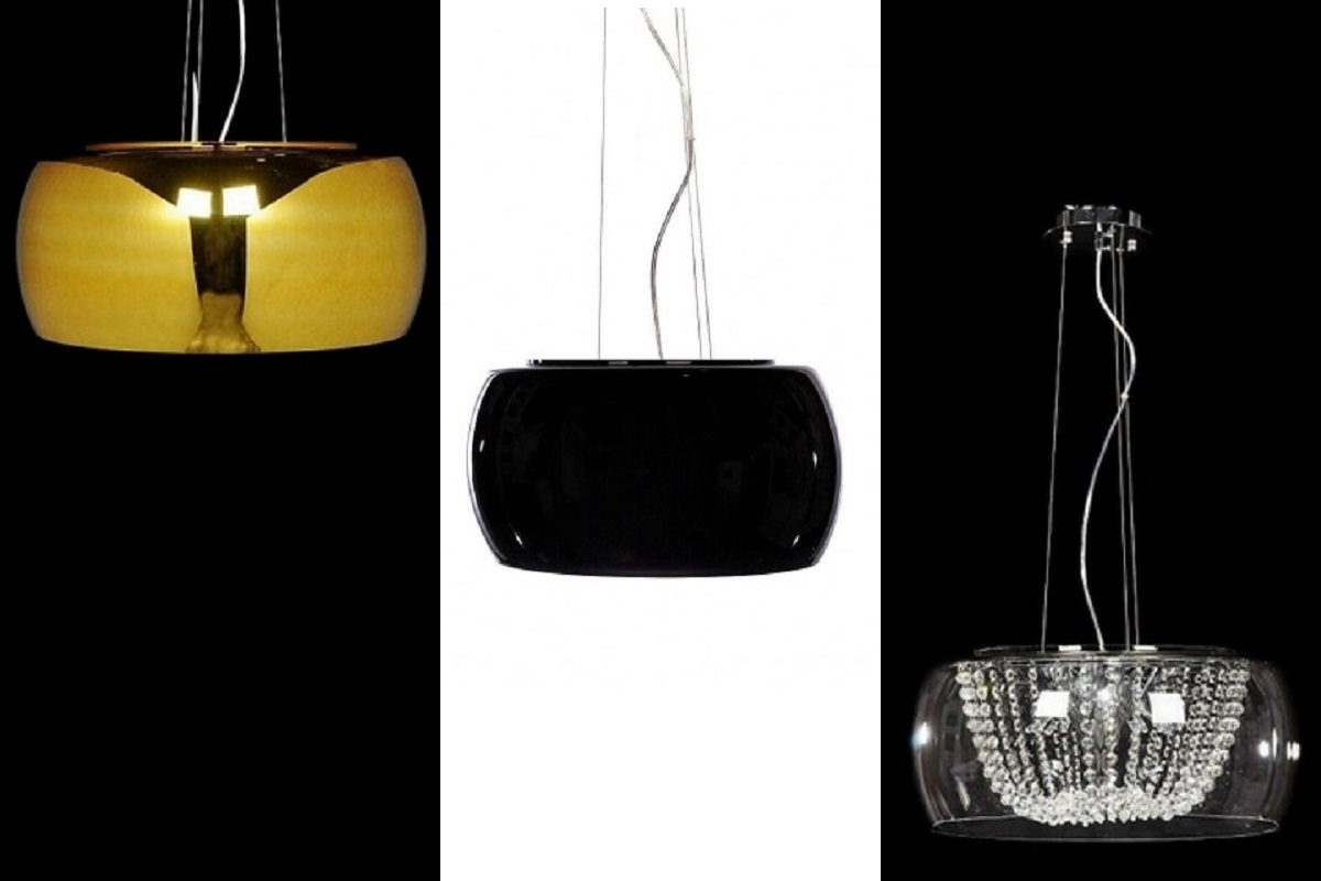 Lampadario moderno in vetro nero e cristallo adatto arredare la cucina Lampadario pendente