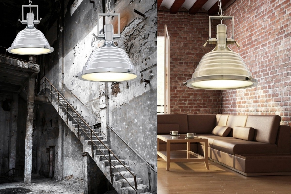 Lampadario a sospensione in stile industriale braggi colore cromato Lampadario pendente