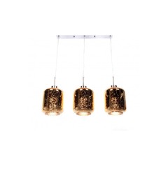 Lampada moderno di design a sospensione in 3 sfere a vetro colore Oro Alacosmo 