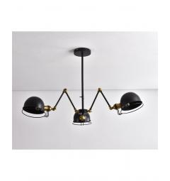 Lampada a sospensione in stile industriale vintage con 3 punti luce di metallo colore nero VALMONTI W3