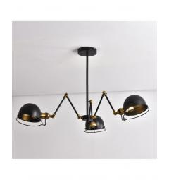 Lampada a sospensione in stile industriale vintage con 3 punti luce di metallo colore nero VALMONTI W3