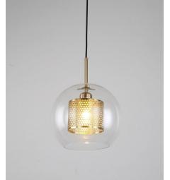 Lampada a sospensione design moderno a sfera in vetro PONTINA ottone - Arrediorg