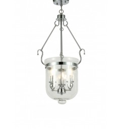 Lampadario a sospensione stile classico vintage 3 punti luce in vetro e metallo cromato LEO