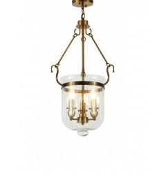Lampadario a sospensione in stile classico vintage 3 punti luce in vetro e metallo colote ottone LEO