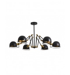Lampada a sospensione in stile industriale vintage con 6 punti luce di metallo colore nero VALMONTI W6