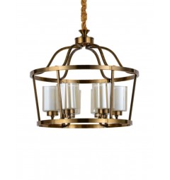 Lampadario a sospensione in stile classico vintage 6 punti luce in vetro e metallo colore ottone ATLANTA W6