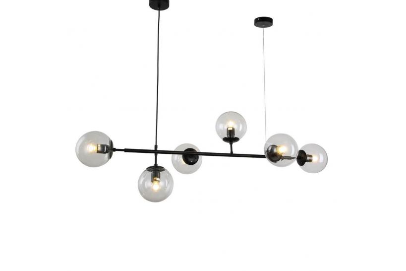 Lampada a sospensione di design moderno a 6 sfere in vetro CEREDO W6 Nero