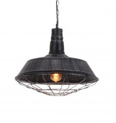 Lampada a sospensione in Stile Industriale vintage in metallo di colore argento antico con nero ARIGIO D45