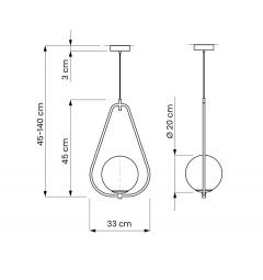 Lampada a sospensione design moderno a sfera bianco ottone FORNERI D20 - Arrediorg