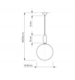 Lampada a sospensione design sfera vetro colore bianco oro ORITO D30 - Arrediorg