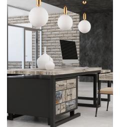 Lampada a sospensione design sfera vetro colore bianco oro ORITO D30 - Arrediorg