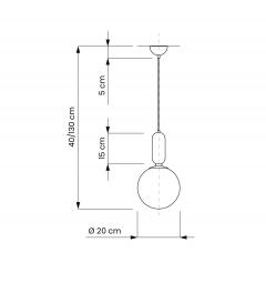 Lampada a sospensione design sfera vetro colore bianco oro ORITO D20 - Arrediorg