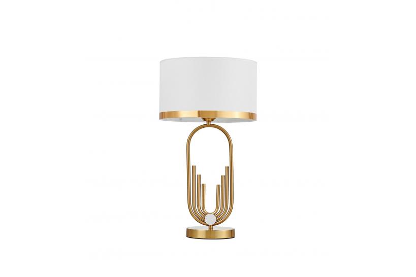 Lampada da tavolo comodino ZANETTI con paralume in tessuto ignifugo colore bianco struttura e base in metallo colore ottone.