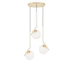 Lampada a sospensione di design con 3 sfere in vetro bianco SORENTO Oro