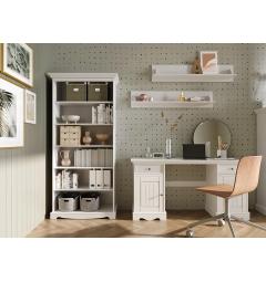 Mobile libreria shabby chic pino massello bianco