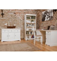 libreria 5 ripiani shabby chic pino massello bianco