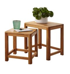 Coppia di tavolini in legno massello di rovere oliato