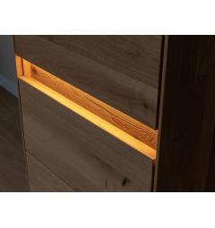 Vetrina bassa 1 anta destra moderna LED integrato in legno naturale massello di rovere massello