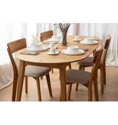 Set 6 sedie da tavolo in rovere massello con sedile imbottito beige