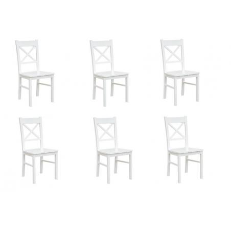 Set 6 sedie da tavolo bianche in faggio massello shabby chic