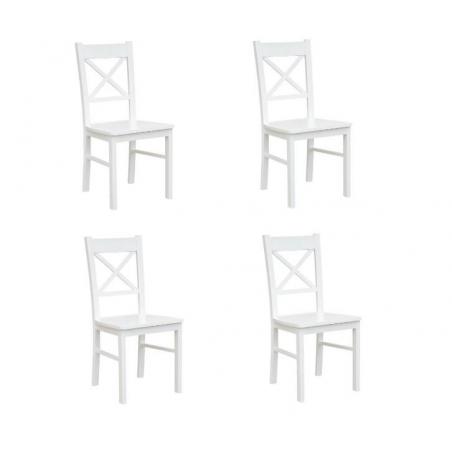 Set 4 sedie shabby chic da pranzo bianche in faggio massello