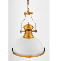 Lampada industrial vintage a sospensione ottone e bianco ETTORE