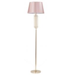 lampada da terra struttura in ferro oro e paralume rosa