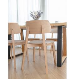 Sedia da pranzo moderna in velluto beige con gambe in faggio COMO