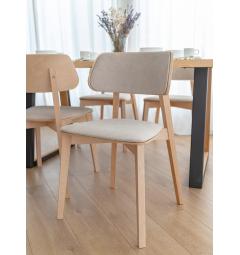 Sedia da pranzo in velluto beige con gambe in faggio COMO