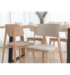 Sedia da tavolo in velluto beige con gambe in faggio COMO