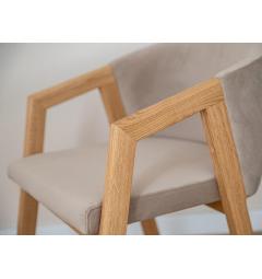 Poltroncina moderna rovere massello e velluto beige FORIO