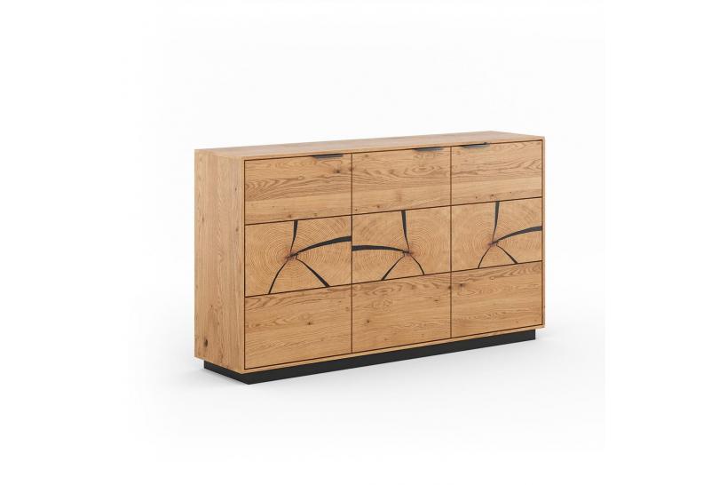 Credenza moderna rovere massello con sezione di tronco