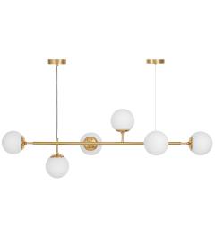 Lampadario moderno ottone 6 sfere bianche CEREDO W6