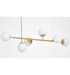 Lampadario moderno ottone 6 sfere bianche CEREDO W6