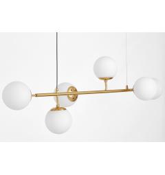 Lampadario moderno ottone 6 sfere bianche CEREDO W6