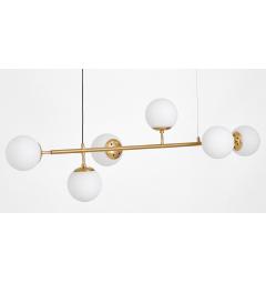 Lampadario moderno ottone 6 sfere bianche CEREDO W6