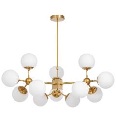 Lampadario a sospensione a sfere vetro bianco ottone ZODIAK W12