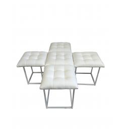 Pouf trasformabile 5 in 1 bianco in ecopelle