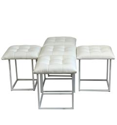 Pouf trasformabile 5 in 1 bianco in ecopelle