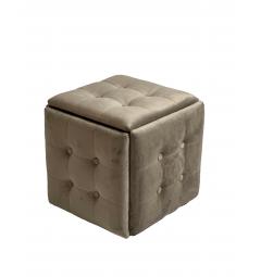 Pouf modulare cubo imbottito velluto cappuccino