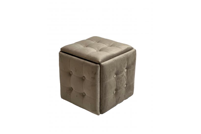 Pouf modulare cubo imbottito velluto cappuccino