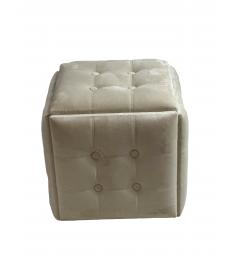 Cubo Pouf convertibile imbottito velluto beige chiaro