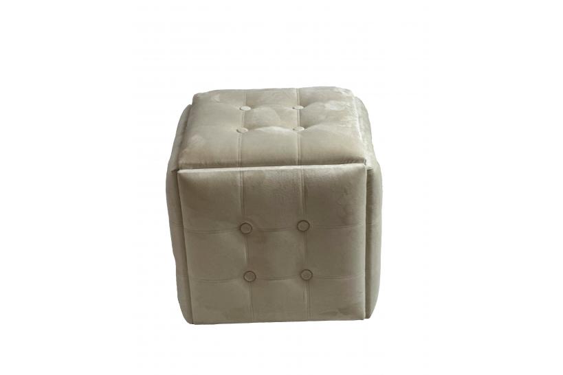 Cubo Pouf convertibile imbottito velluto beige chiaro