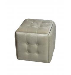 Cubo Pouf convertibile imbottito velluto beige chiaro