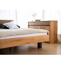 Letto matrimoniale king size in legno massello di rovere naturale e nero 200 x 200