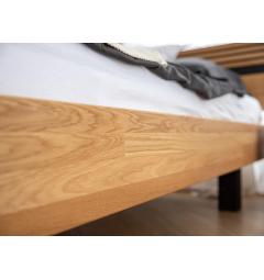 Letto in legno massello di rovere naturale e nero design moderno matrimoniale king size