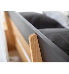 Letto in legno massello di rovere naturale e nero design moderno due piazze king size