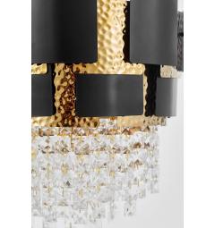 Lampada a sospensione design elegante nero oro con cristalli pendenti