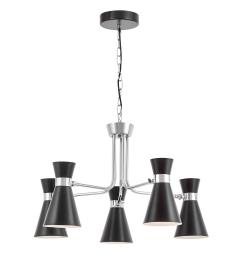 Lampadario a sospensione design industriale in metallo nero e cromo