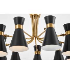 Lampadario in metallo nero e oro particolare paralumi